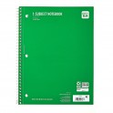 Pen+Gear 1-Subject Spiral Notebook — Green/Red, College Ruled, 70 Sheets